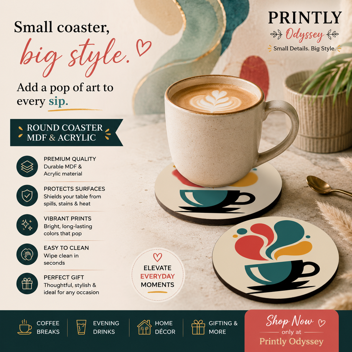 Colorful Steam Coffee Cup Coaster