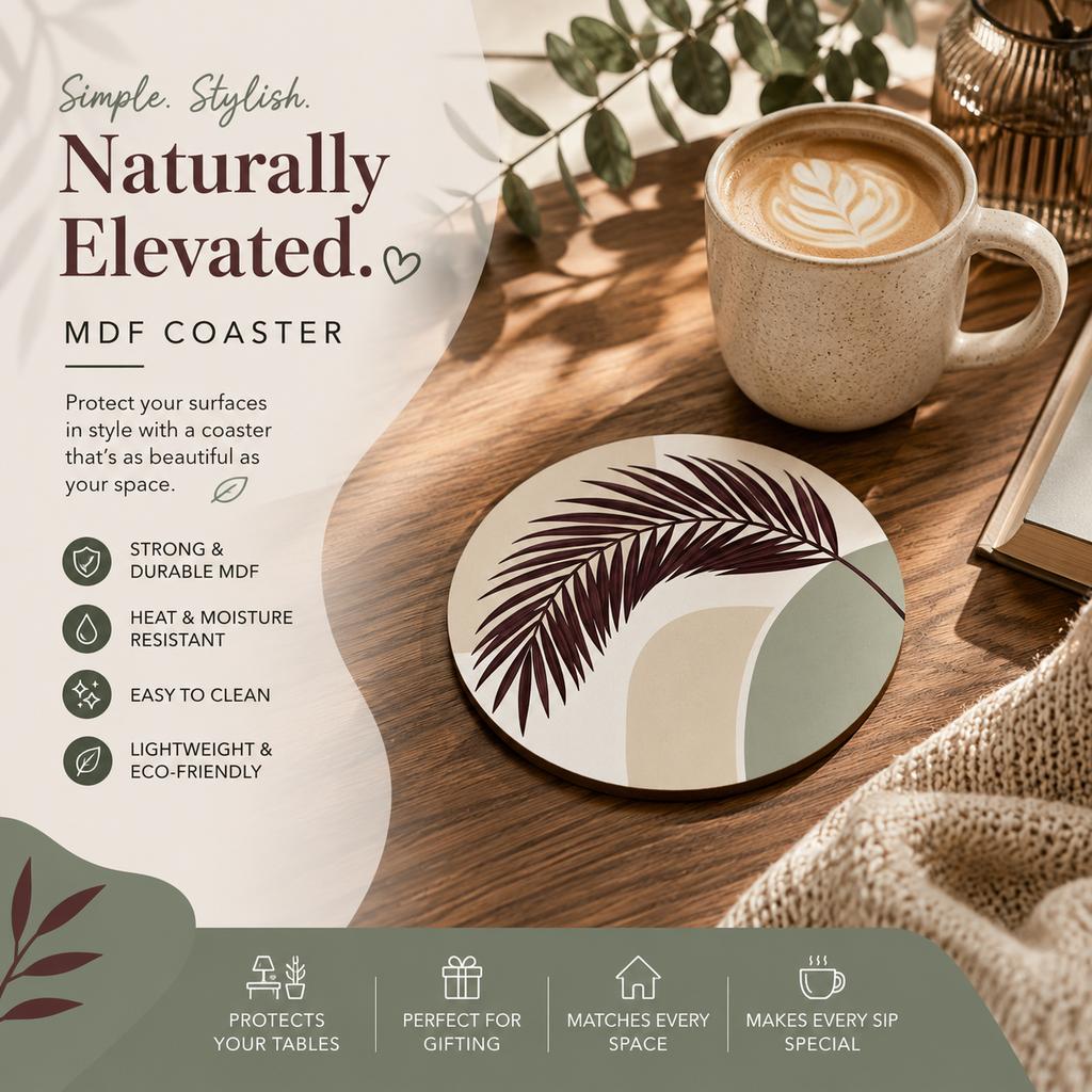 Minimalist Earth Tone Drinkware Accent MDF Coaster