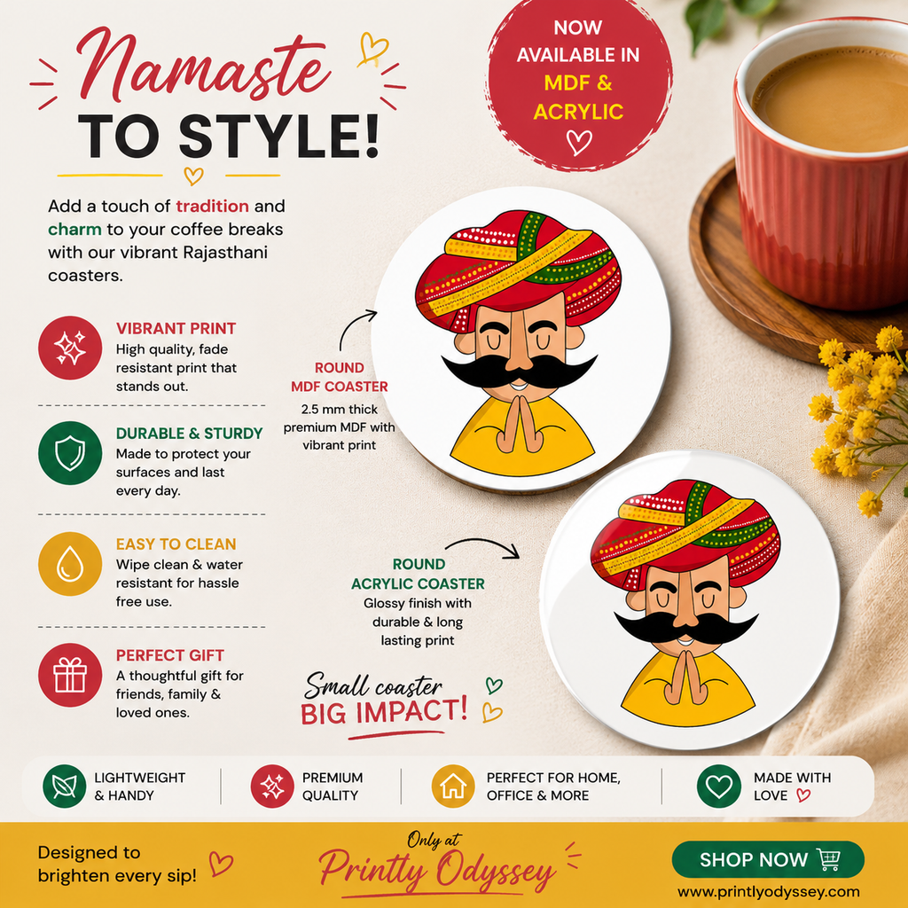 Traditional Rajasthani Namaste Round Coaster