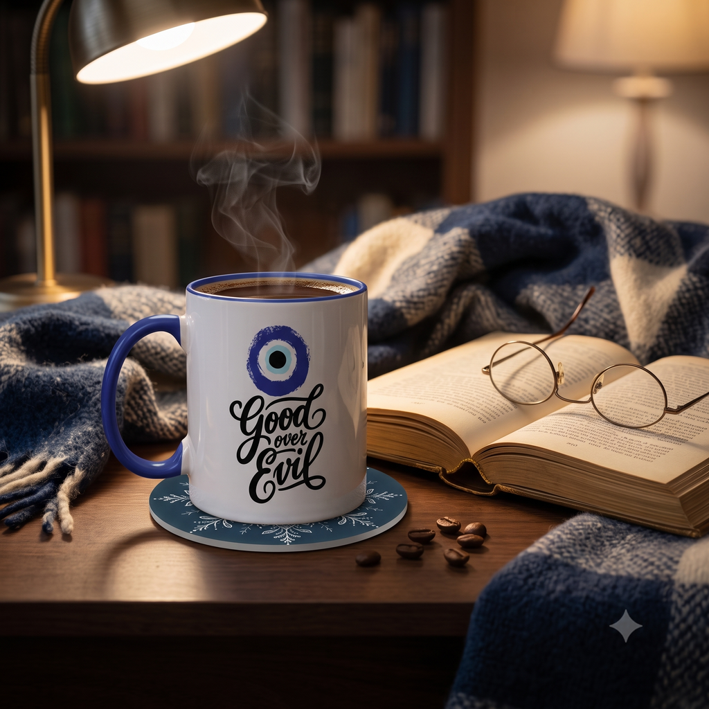 Motivational Good Over Evil Nazar Graphic Ceramic Tea & Coffee Mug