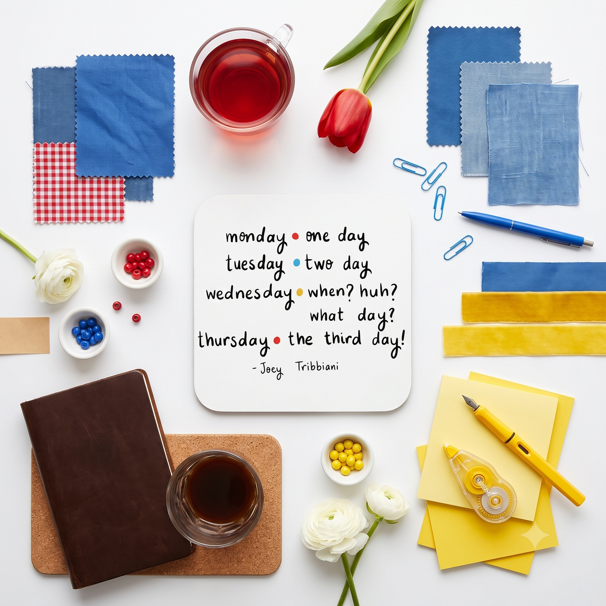 Joey's Days of the Week Quote | Square Drink Coaster
