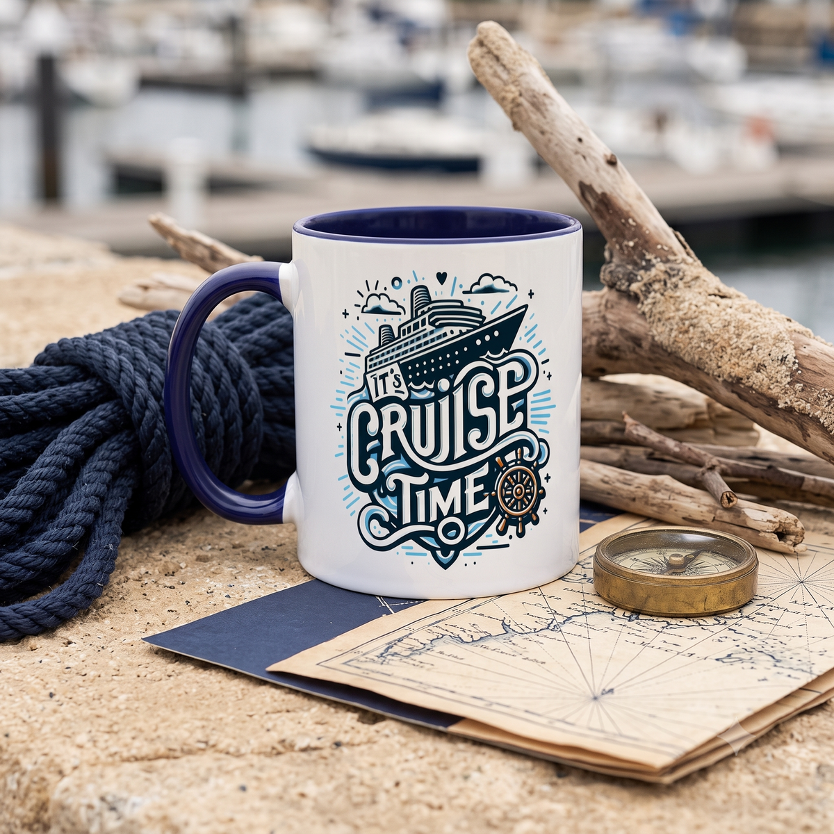 It's Cruise Time Typography Graphic Ceramic Mug