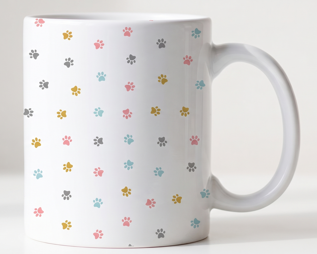 Colorful Paw Print Pattern Ceramic Coffee Mug