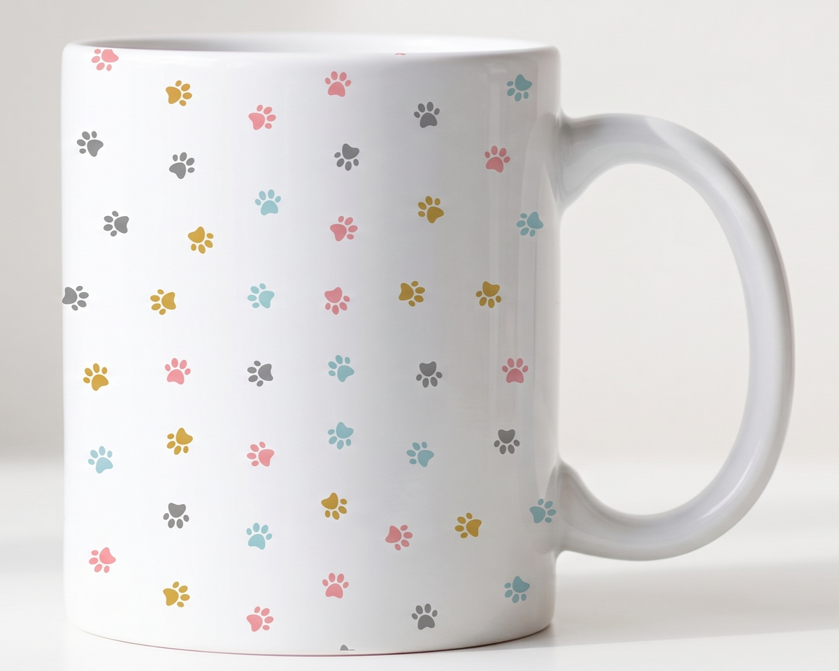 Colorful Paw Print Pattern Ceramic Coffee Mug
