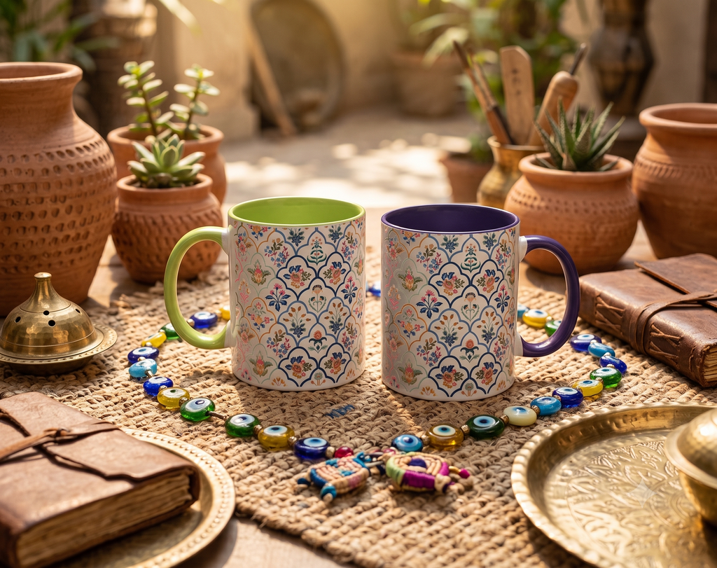 Vintage Royal Floral Arch Motif Ceramic Tea & Coffee Mug
