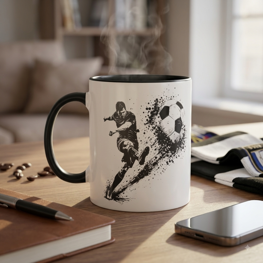 The Striker Football Splash Art Ceramic Coffee Mug
