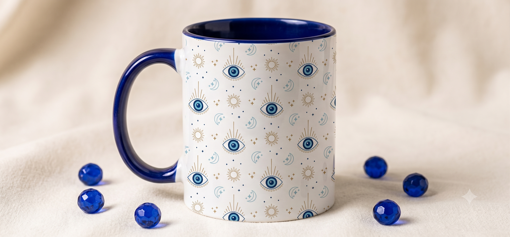 All-Over Evil Eye Protection Print Ceramic Tea & Coffee Mug