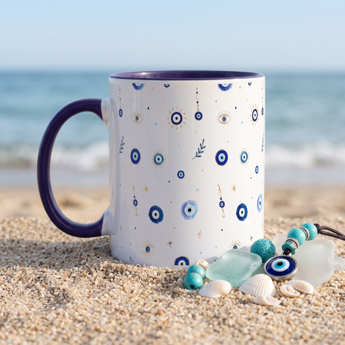 Mystic Celestial Evil Eye Motif Ceramic Tea & Coffee Mug