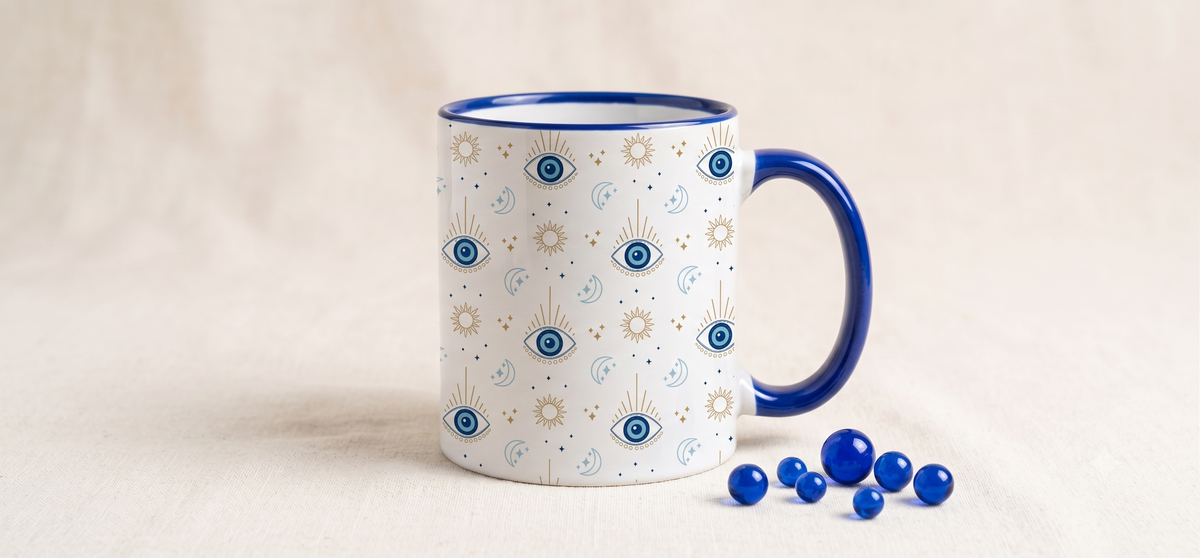 All-Over Evil Eye Protection Print Ceramic Tea & Coffee Mug