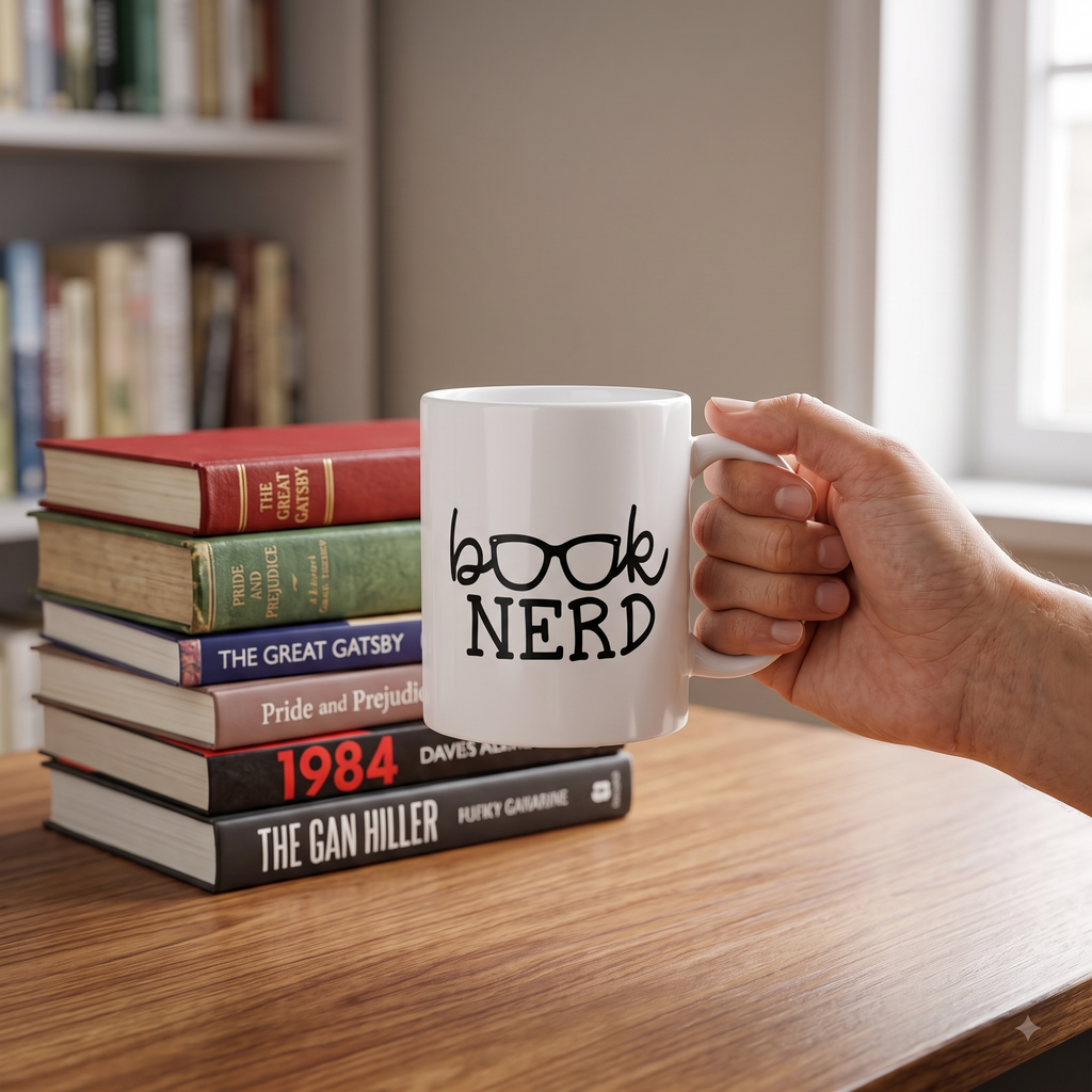 "Book Nerd" Funny Book Lover Ceramic Coffee Mug