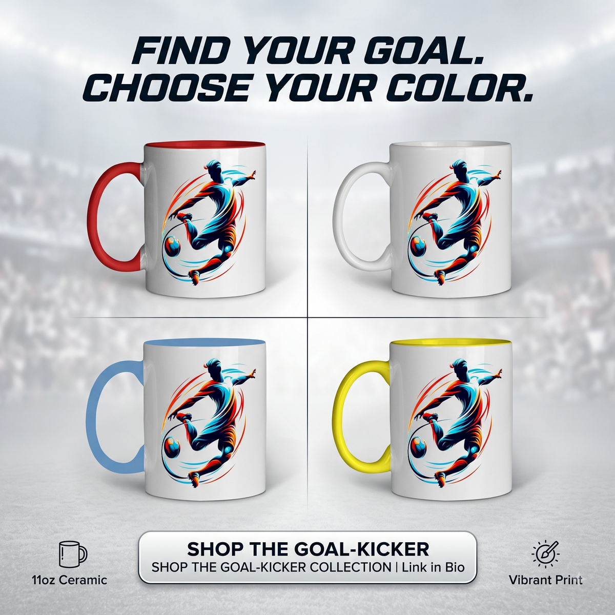 Dynamic Soccer Graphic Ceramic Coffee Mug