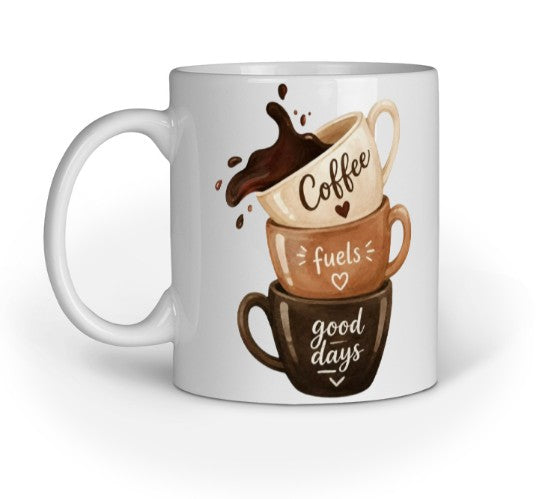 Stacked Coffee Cups "Good Days" Ceramic Coffee Mug