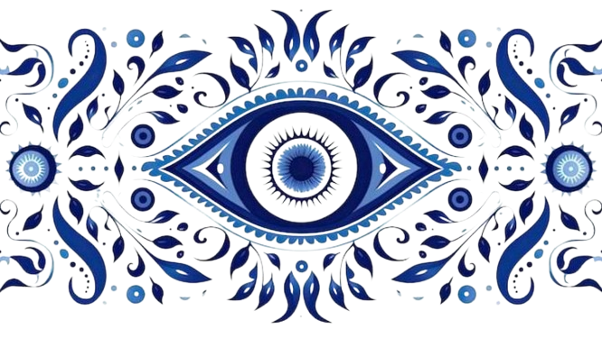 Evil Eye Wrap Mug | Blue Ornamental Talisman Coffee Cup